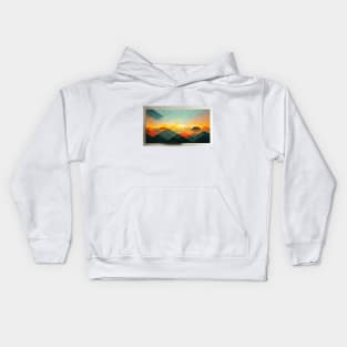 Forest Mountain Sunset - Abstract Minimalism Papercraft Landscape Kids Hoodie